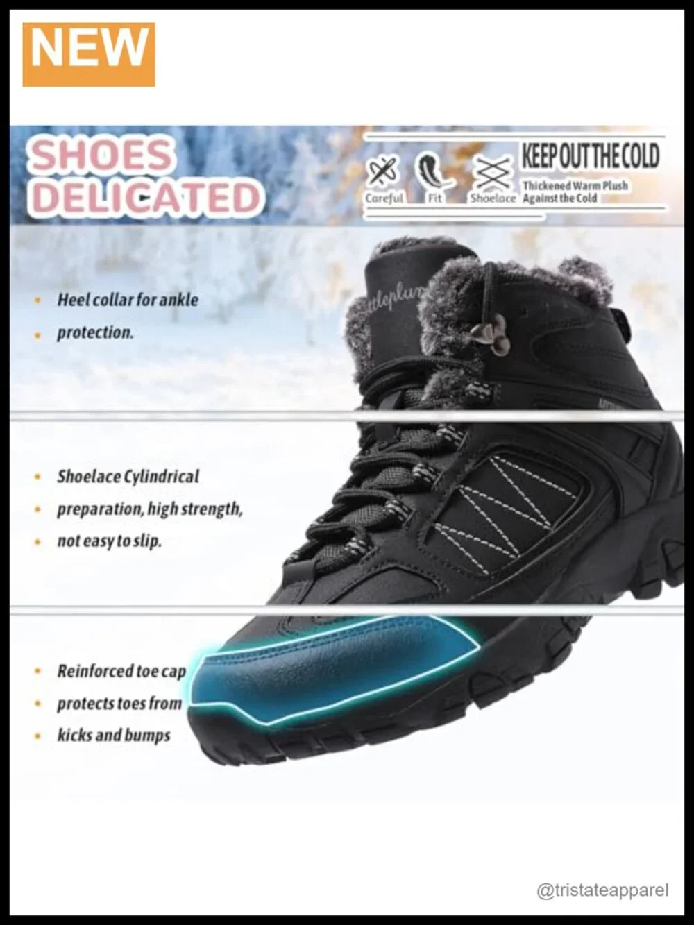 Women's Fur Lined Winter Snow Boots Ankle High Anti Slip Water Resistant Lace Up